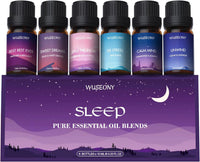 Sleep Essential Oils Set for Diffusers for Home, Set of 6 Essential Oil Blend Aromatherapy - Eucalyptus, Jasmine, Orange, Lavender, Cedar, Mint