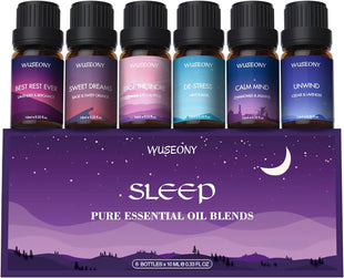 Sleep Essential Oils Set for Diffusers for Home, Set of 6 Essential Oil Blend Aromatherapy - Eucalyptus, Jasmine, Orange, Lavender, Cedar, Mint