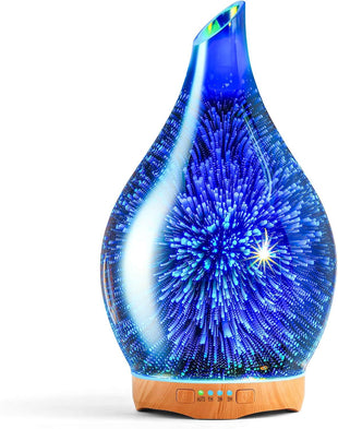 280Ml Essential Oil Diffuser 3D Hand-Blown Glass Aroma Diffusor, Aromatherapy Unltrasonic Cool Mist Deffuser, 7 Color Changing Humidifier, Waterless Shut-Off, Timer Function for Home Office