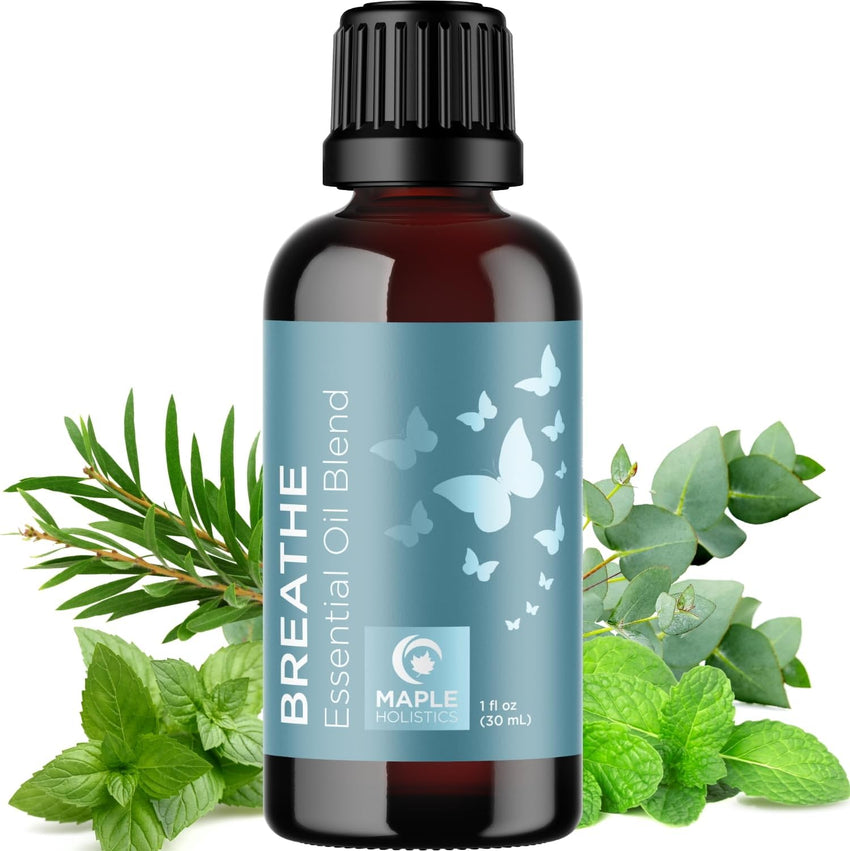 Breathe Blend Essential Oil for Diffuser - Invigorating Breathe Essential Oil Blend with Eucalyptus Peppermint Tea Tree and Mint Essential Oils for Diffusers for Home and Shower Aromatherapy